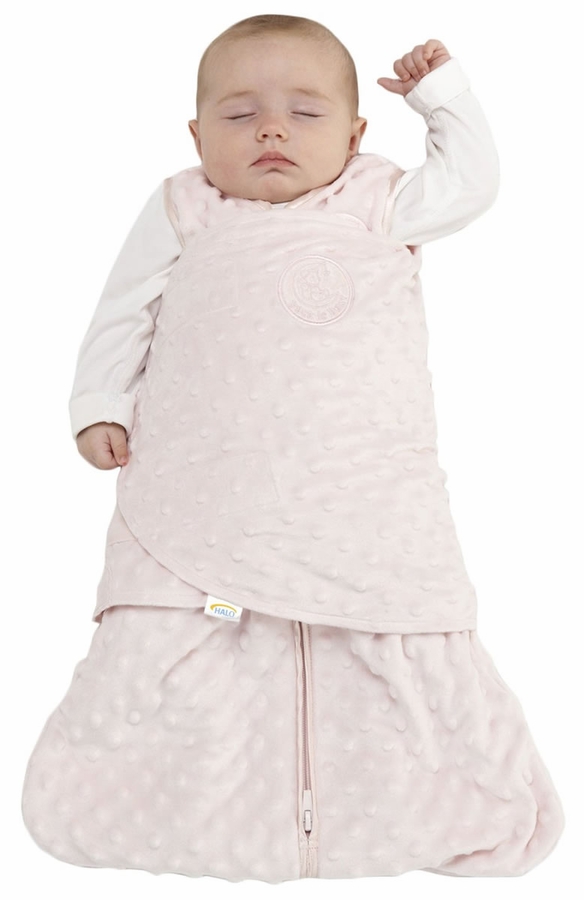 HALO SleepSack Swaddle, Velboa, Pink Plush Dots, Newborn