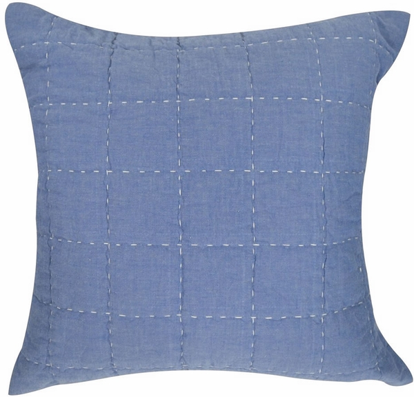 Hello Spud Decorative Pillow with Stuffer - Box Quilt Blue