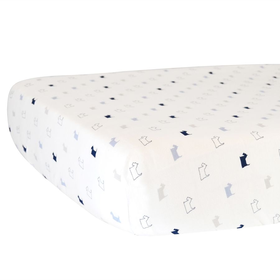 Hello Spud Organic Cotton Fitted Crib Sheet Boy Scottie Dogs