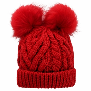 Huggalugs Fluffer Beanie Hat - Red, Large (2-6 years)