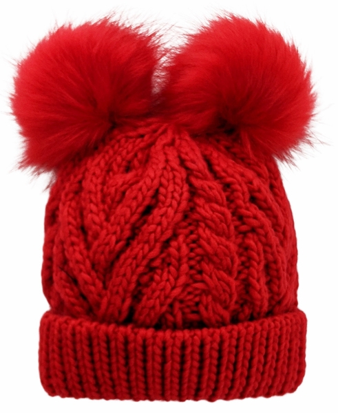 Huggalugs Fluffer Beanie Hat - Red, Medium (6-24 months)