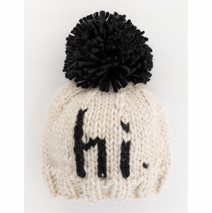 Huggalugs hi. Hand Knit Beanie Hat - Black, Small (0-6 months)