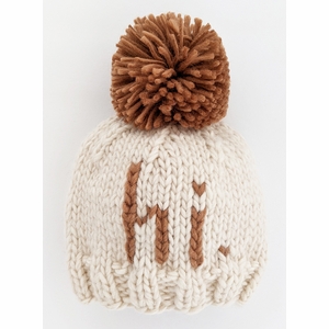 Huggalugs hi. Hand Knit Beanie Hat - Pecan, Small (0-6 months)