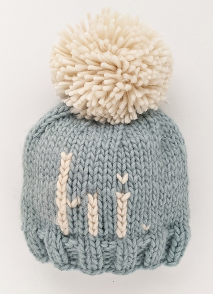 Huggalugs hi. Hand Knit Beanie Hat - Surf Blue, Small (0-6 months)