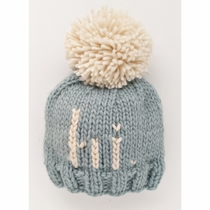 Huggalugs hi. Hand Knit Beanie Hat - Surf Blue, Small (0-6 months)