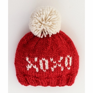 Huggalugs XOXO Valentine's Day Hand Knit Beanie Hat - Red, Medium (6-24 months)