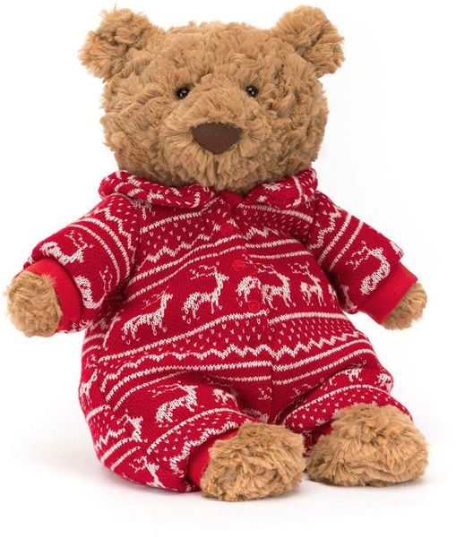 Jellycat Bartholomew Bear Winter Pajamas, 10"