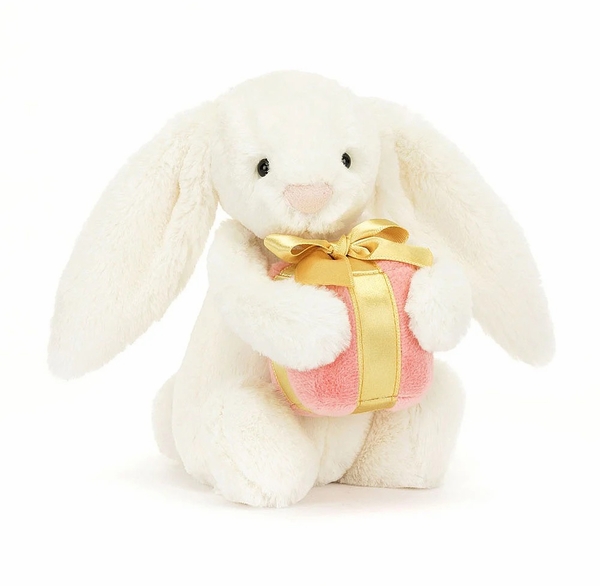 Jellycat Bashful Bunny With Present, 7"