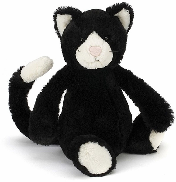 Jellycat Bashful Cat in Black & White, 12"
