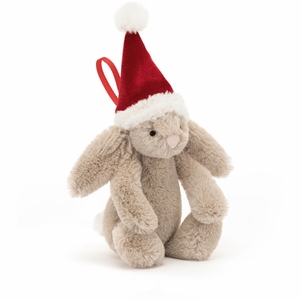 Jellycat Bashful Christmas Bunny Ornament, 3"