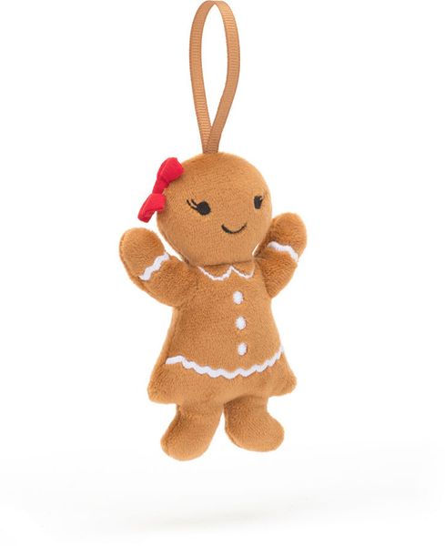 Jellycat Festive Folly Gingerbread Ruby Ornament, 3"