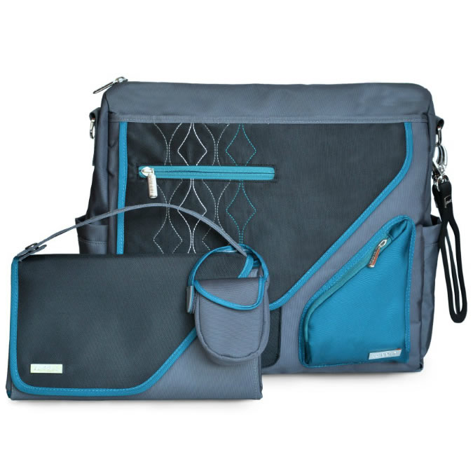 JJ Cole Metra Diaper Bag Blue Diamonds