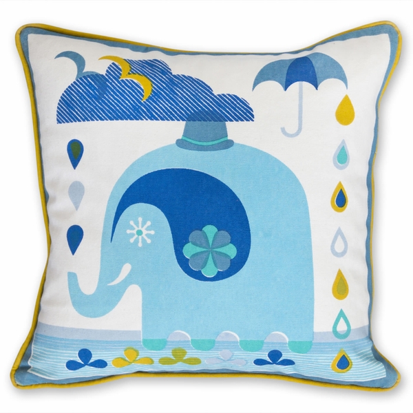 Jonathan Adler Junior Elephant Pillow - Blue