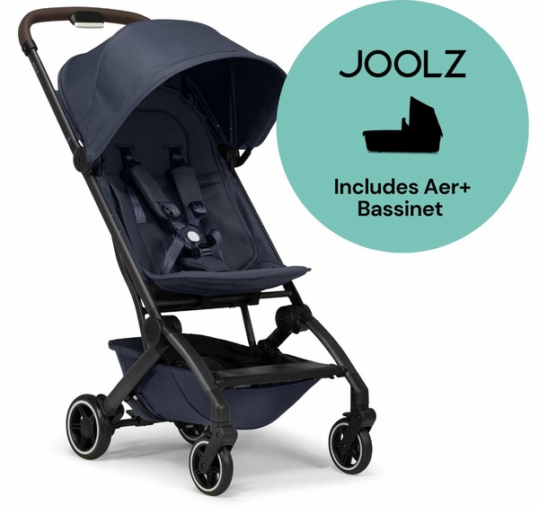 Joolz Aer+ Lightweight Compact Stroller + Bassinet Bundle - Navy Blue