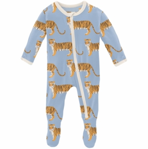 KicKee Pants Footie with Zipper - Pond Tiger, 3-6 Months
