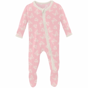 KicKee Pants Muffin Ruffle Footie with Zipper - Lotus Butterfly, 0-3 Months