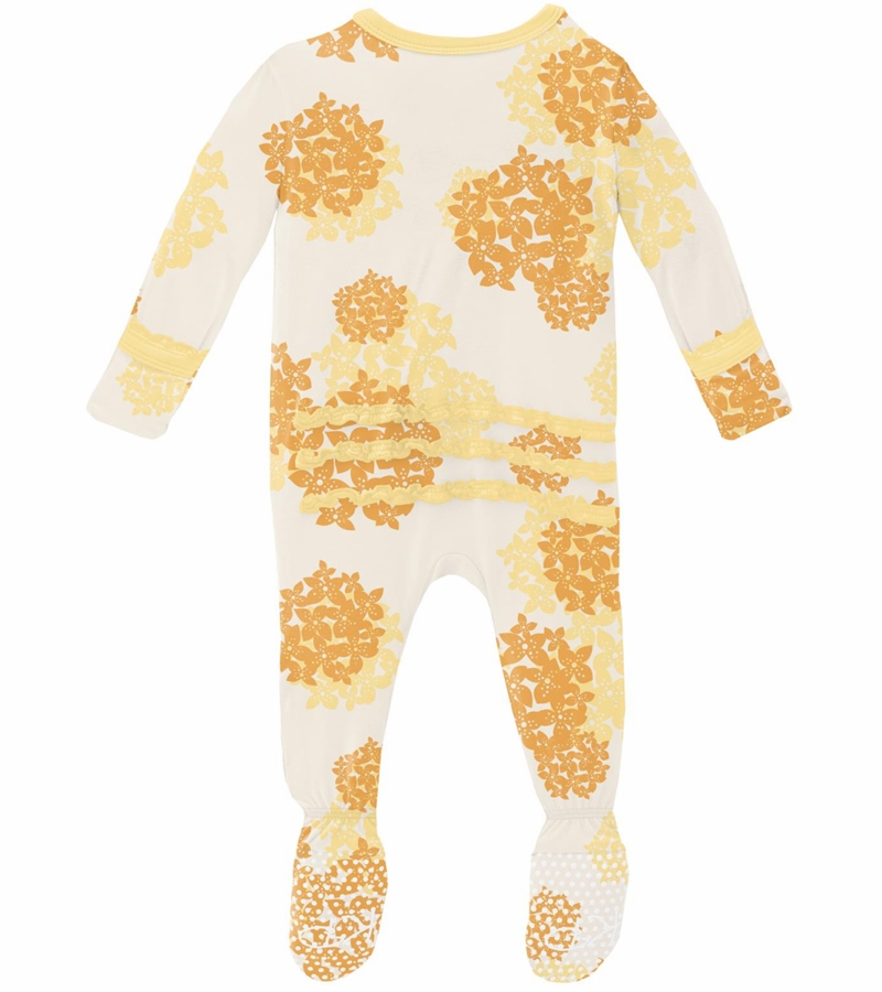 KicKee Pants Muffin Ruffle Footie with Zipper Wallaby Hydrangea, Newborn