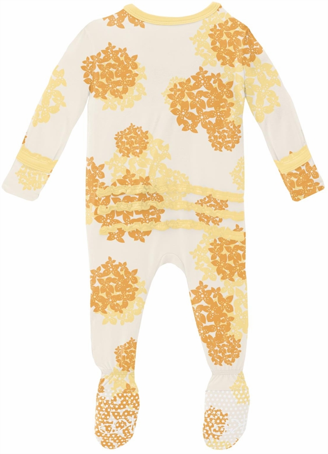 KicKee Pants Muffin Ruffle Footie with Zipper Wallaby Hydrangea, 69