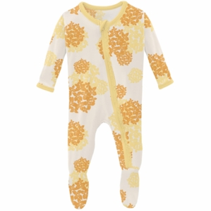 KicKee Pants Muffin Ruffle Footie with Zipper - Wallaby Hydrangea, 3-6 Months