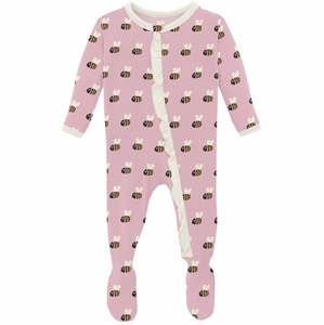 KicKee Pants Print Classic Ruffle Footie with 2 Way Zipper - Cake Pop Baby Bumblebee, 0-3 Months