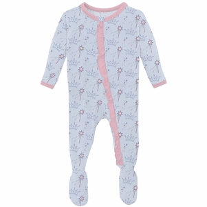 KicKee Pants Print Classic Ruffle Footie with 2 Way Zipper - Dew Magical Princess, 3-6 Months