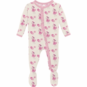 KicKee Pants Print Classic Ruffle Footie with 2 Way Zipper - Natural Little Bo Peep, 3-6 Months