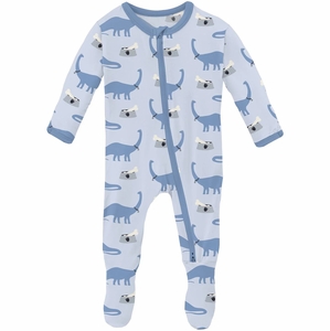 KicKee Pants Print Footie with 2 Way Zipper - Dew Pet Dino, 3-6 Months