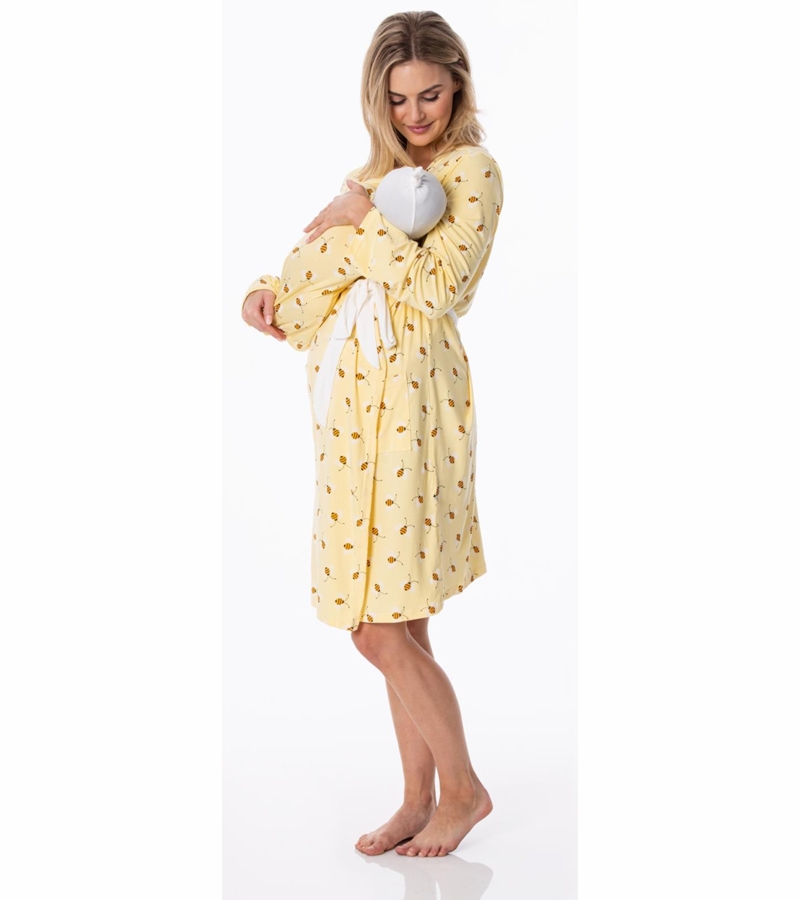 KicKee Pants Women's Mid Length Lounge Robe & Layette Gown Set