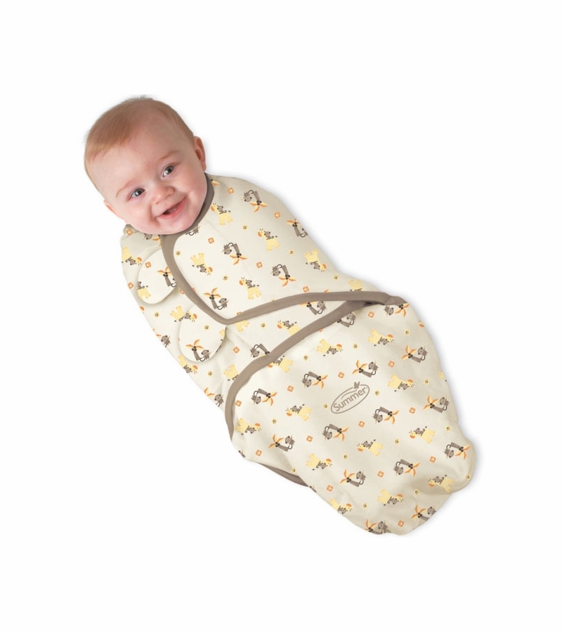 Kiddopotamus SwaddleMe Cotton Knit Adjustable Infant Wrap Monkey