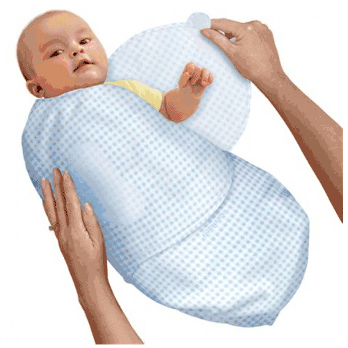 Kiddopotamus SwaddleMe Flannel Adjustable Infant Wrap Blue Gingham in