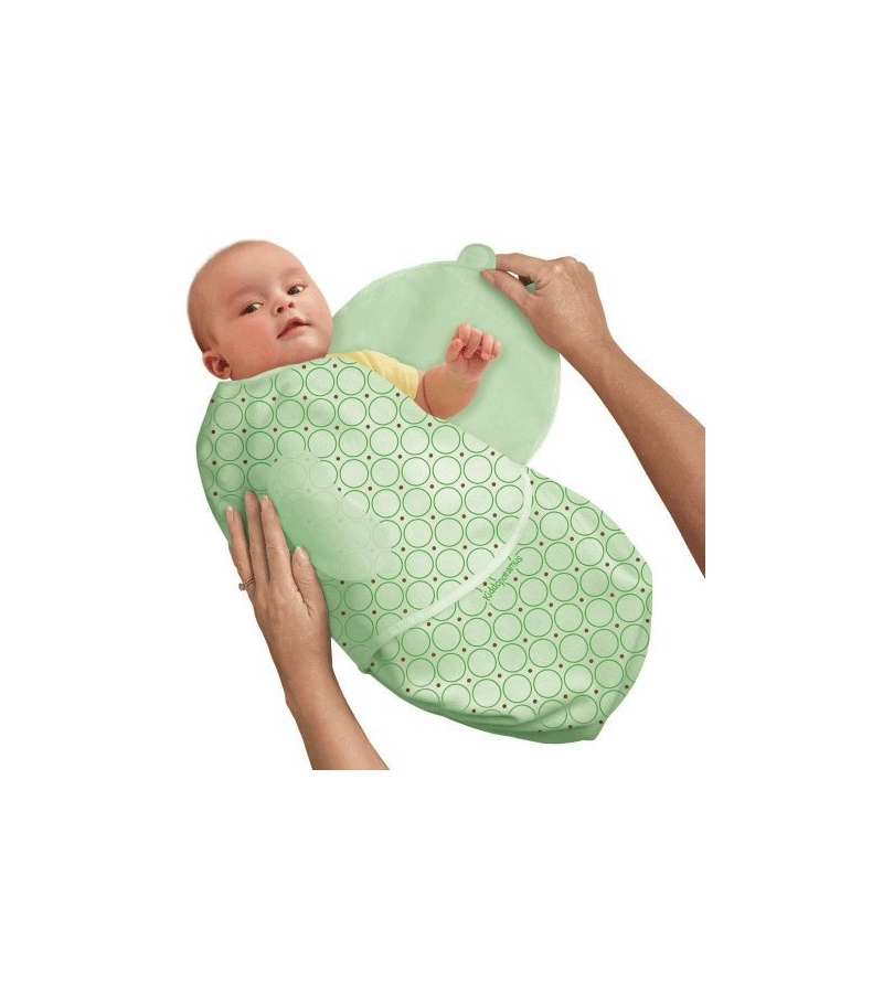 Kiddopotamus SwaddleMe Large Cotton Knit in Green Cocoa Dot