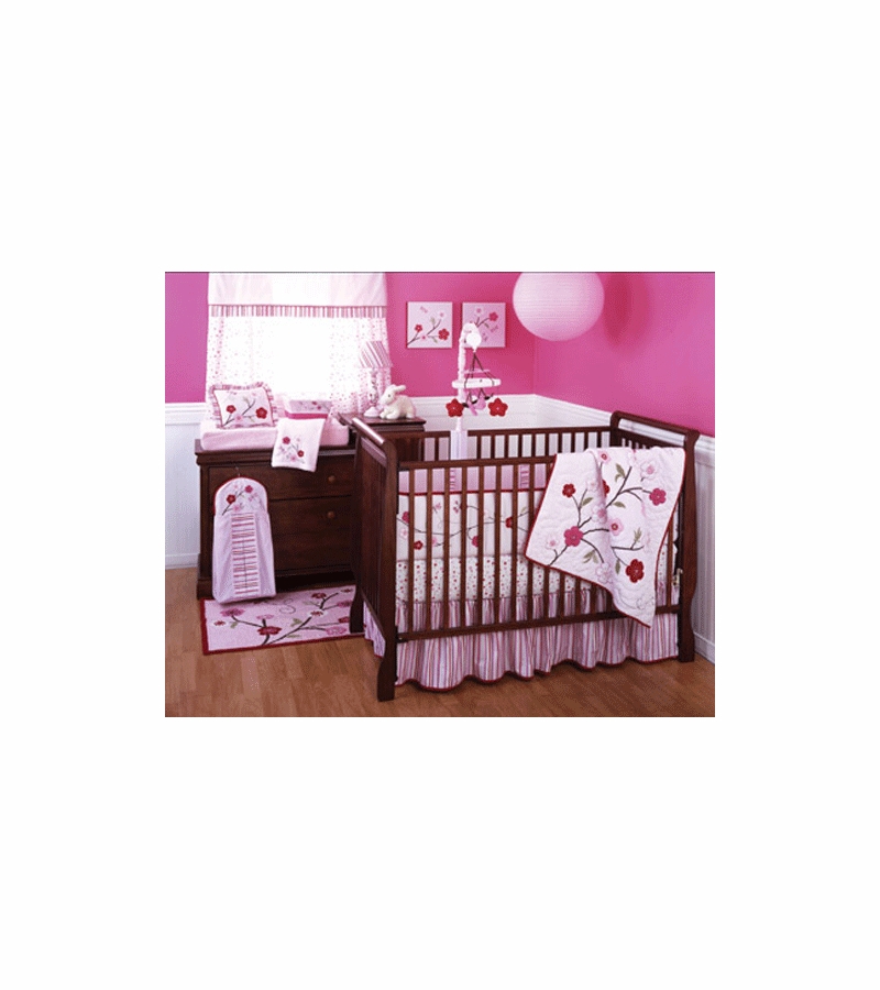 KidsLine Cherry Blossom 6 Piece Crib Bedding Set
