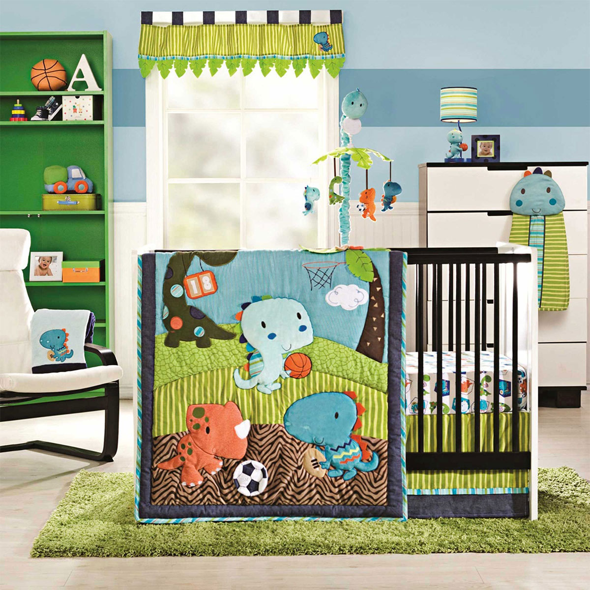 KidsLine Dino Sports 4 Piece Crib Bedding Set