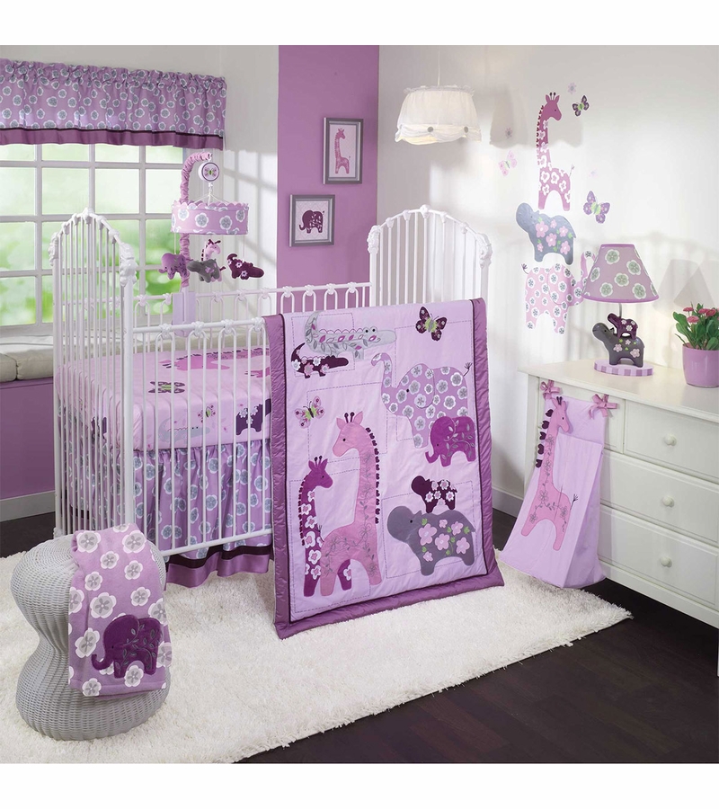 Lambs & Ivy Lavender Jungle 4 Piece Crib Bedding Set