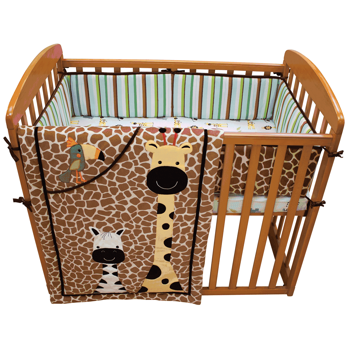 Lambs & Ivy Peek A Boo Jungle 3 Piece Mini Crib Set