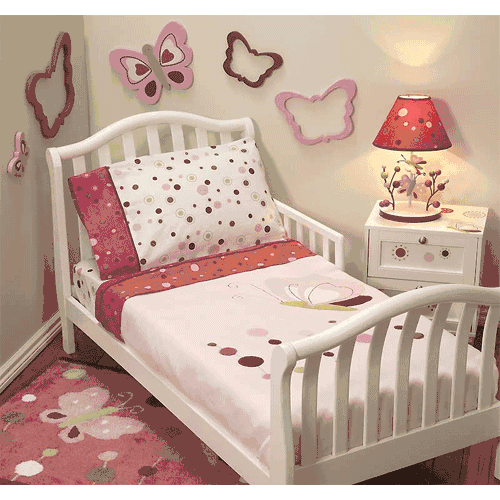 Lambs & Ivy Raspberry Swirl 4 Piece Toddler Bedding Set