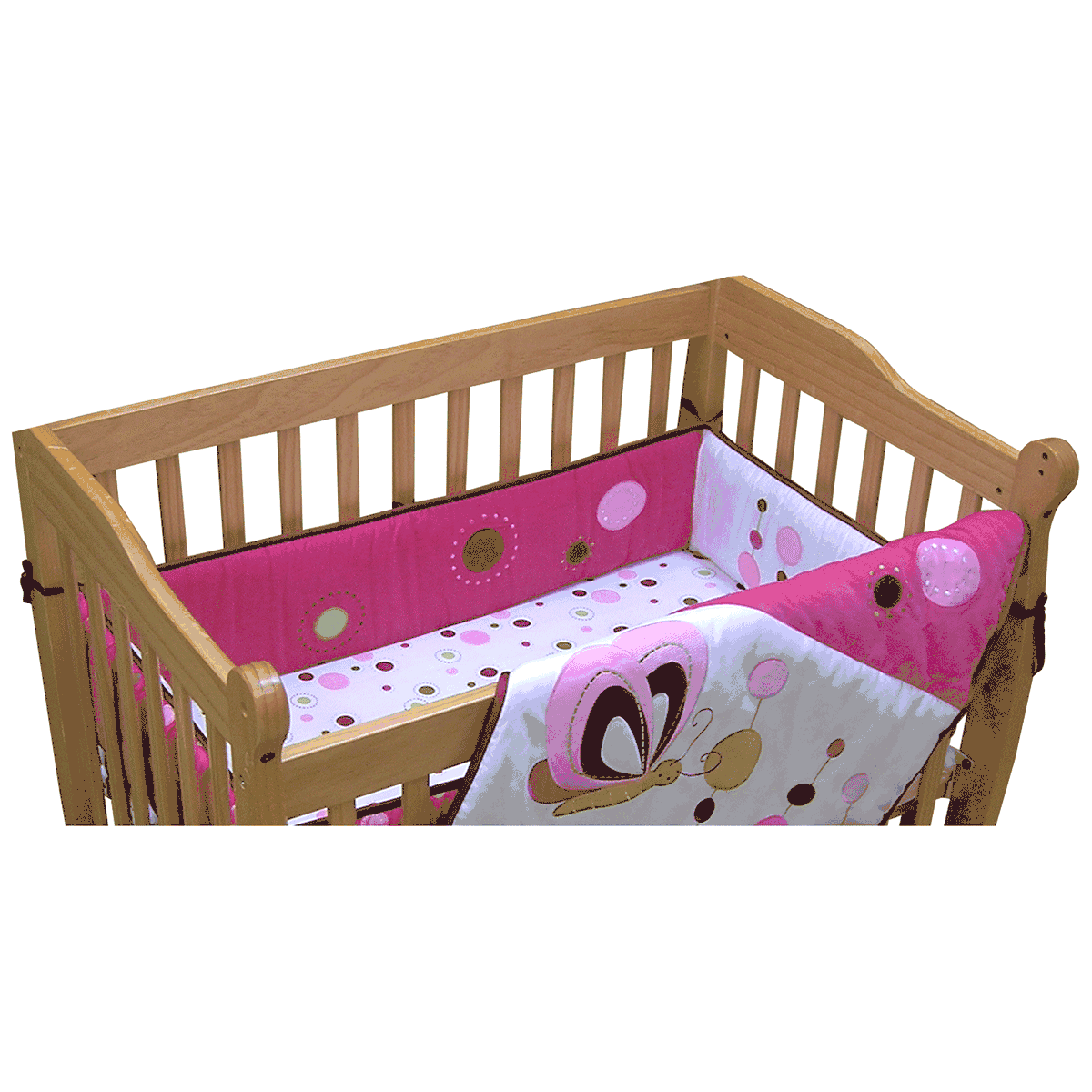 Lambs & Ivy Raspberry Swirl Mini Crib Bumper