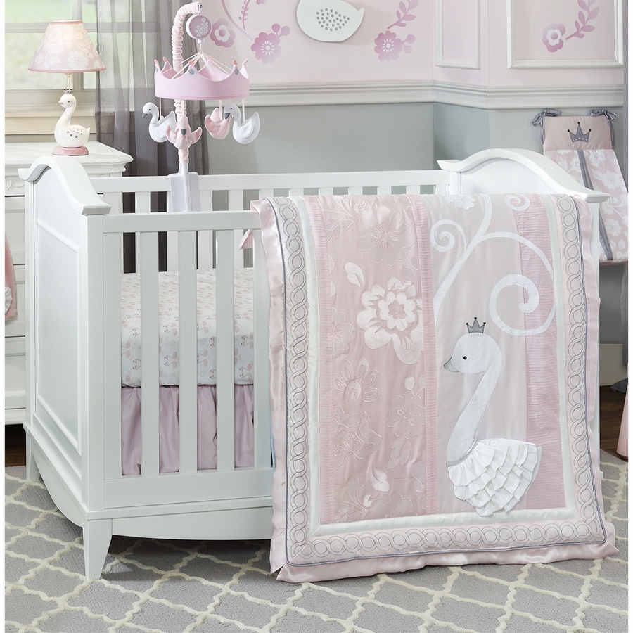 Lambs & Ivy Swan Lake 4 Piece Crib Bedding Set