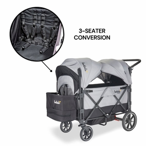 Larktale Caravan V2 (3 Seater) Stroller Wagon Bundle - Gray/Black