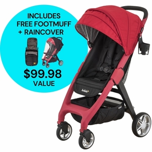 Larktale Chit Chat Compact Stroller Winter Bundle - Barossa Red / Black