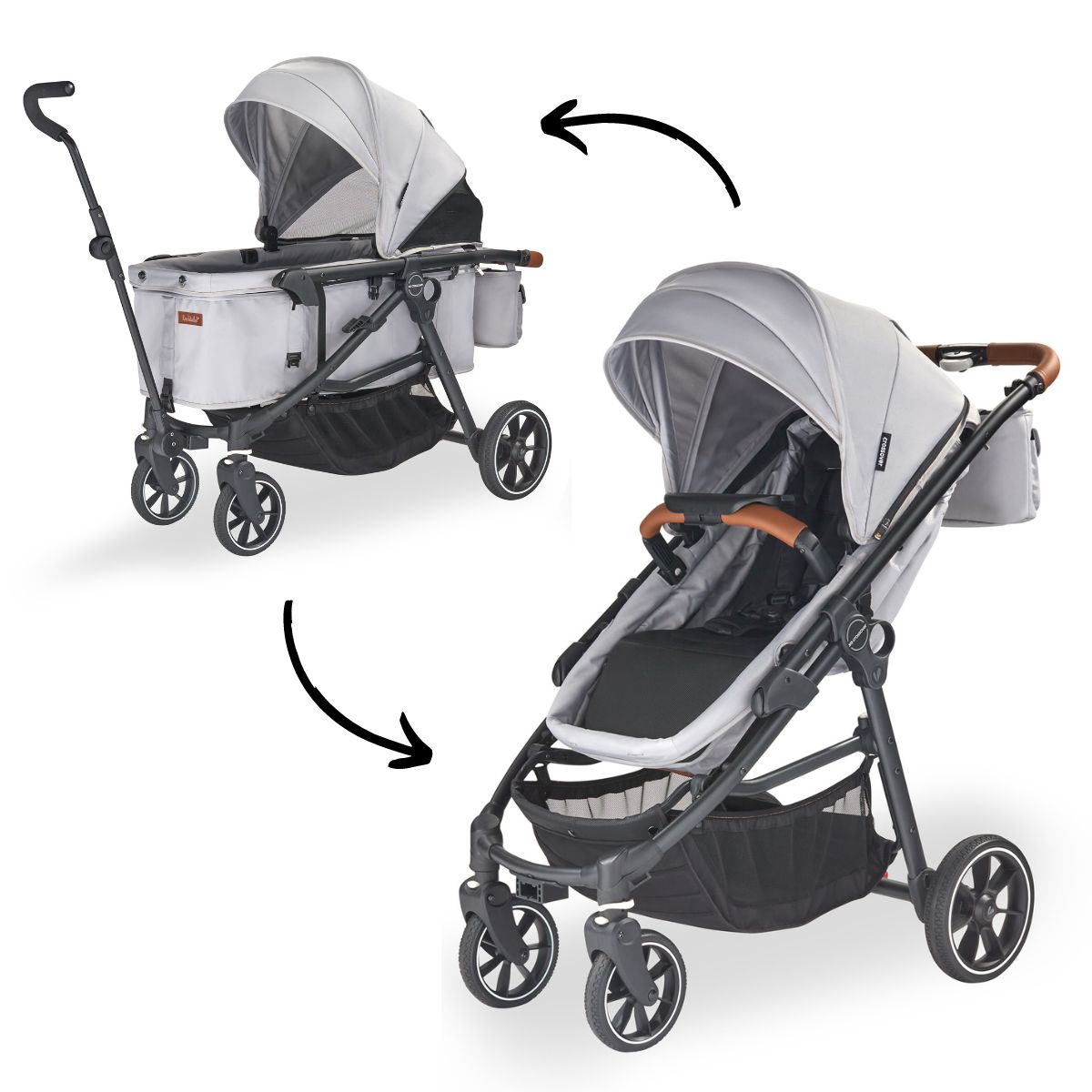 Larktale Crossover (2 Seater) Convertible Stroller Wagon Nightcliff Stone