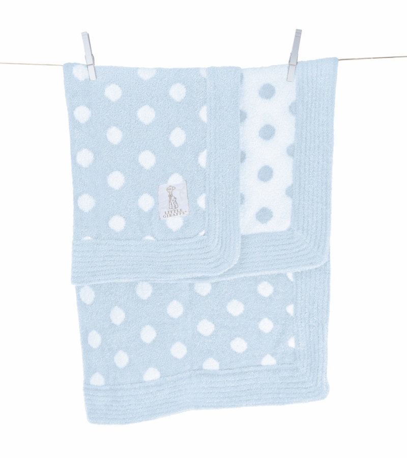 Little Giraffe Dolce Dot Blanket in a Box in Blue