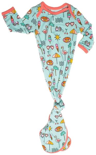Little Sleepies Bamboo Viscose Infant Knotted Gown - Pool Party