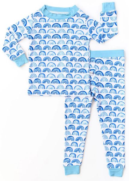 Little Sleepies Two-Piece Bamboo Viscose Pajama Set - Blue Rainbows, 12 - 18 months