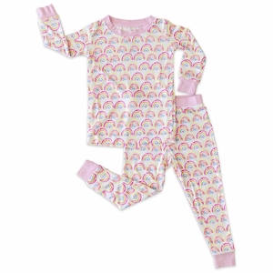 Little Sleepies Two-Piece Bamboo Viscose Pajama Set - Pastel Rainbows, 9/10