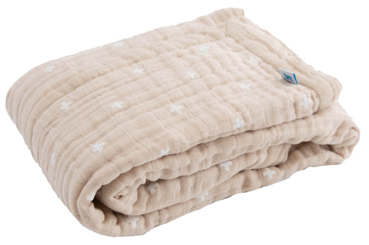 Little Unicorn Cotton Muslin Baby Blanket - Taupe Cross
