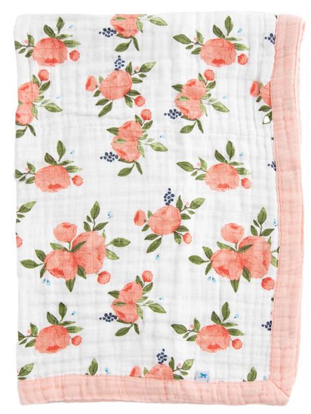 Little Unicorn Cotton Muslin Baby Blanket - Watercolor Roses