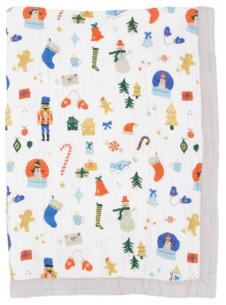 Little Unicorn Cotton Muslin Baby Quilt - Christmas Time