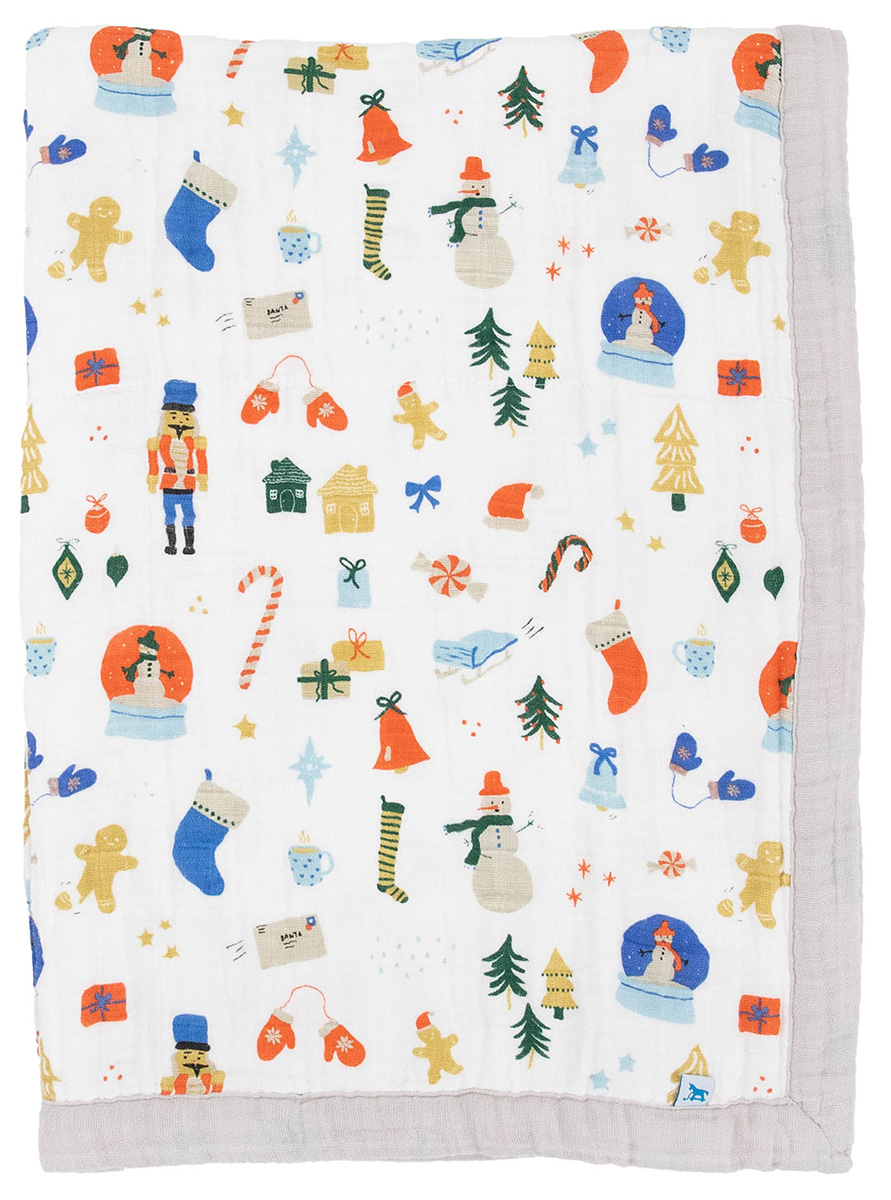 Little Unicorn Cotton Muslin Baby Quilt - Christmas Time