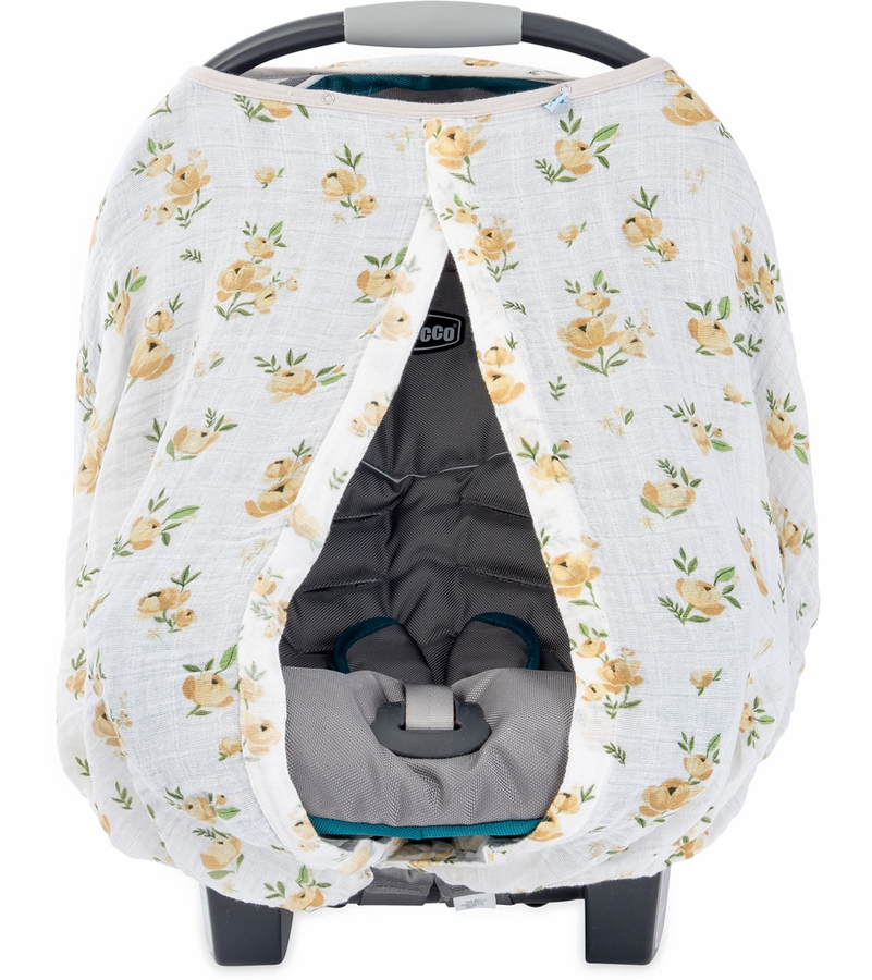 Little Unicorn Cotton Muslin Car Seat Canopy Yellow Rose
